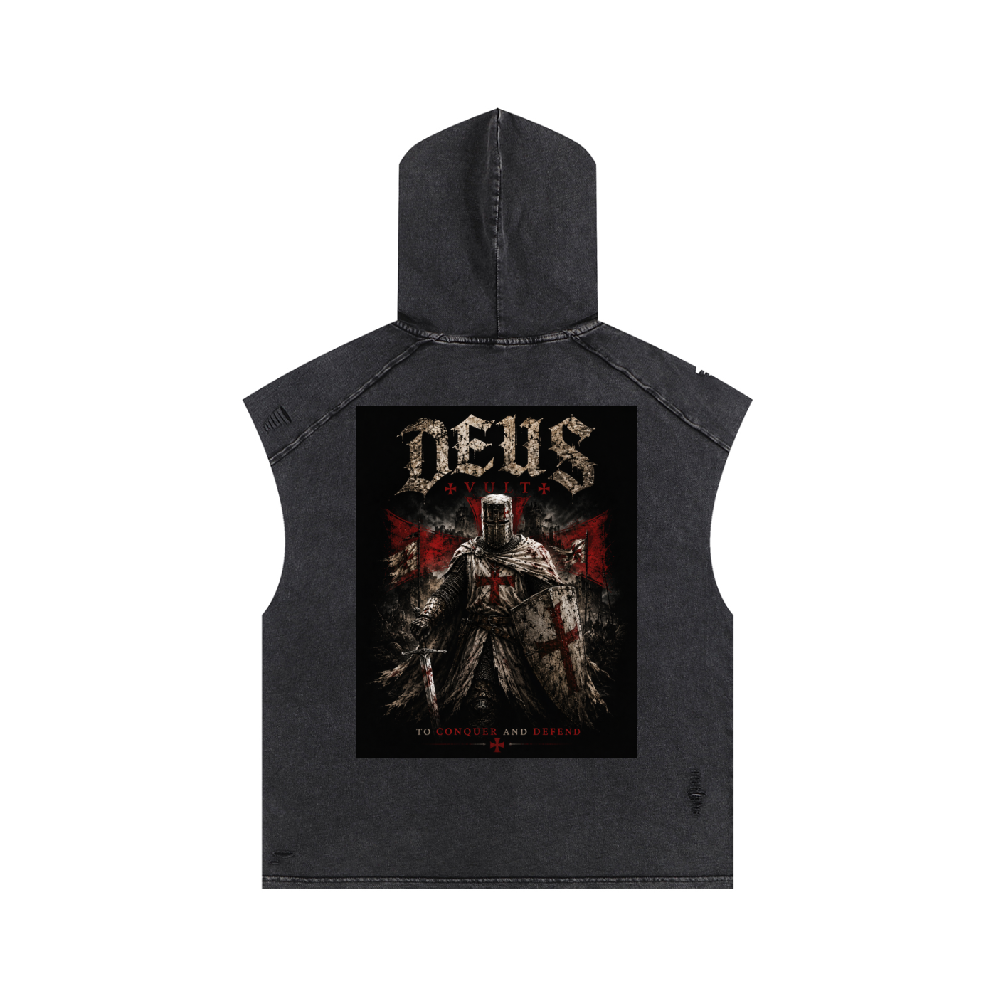 DEUS VULT - conquer and defend - cutoff hoodie